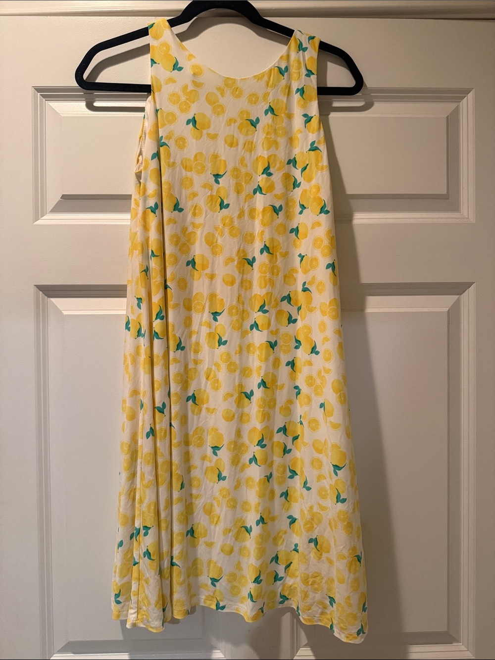 Pappagallo White Dress with Yellow Lemon Print and Teal Leaves